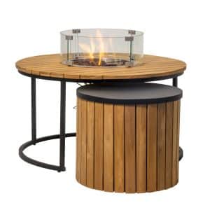 Enjoyfires Roundi vuurtafel teak zwart