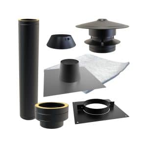 Dubbelwandige kachelpijp zwart - complete set (geschikt voor Enjoyfires)