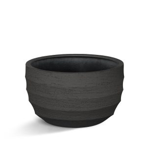 donkere lage ronde polyester plantenbak voor binnen en buiten