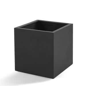 vierkante polyester plantenbak in de kleur antraciet met betonlook