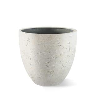 Ronde polyester plantenbak betonlook in antiek wit