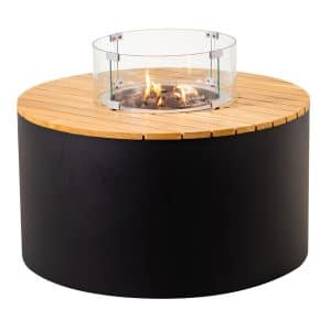 Easyfires | Table brasero Circle | Bois dur & Aluminium | Ronde noire | Ø90 cm