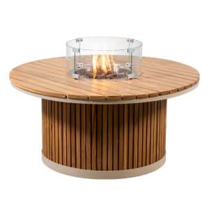 Enjoyfires | Table brasero Mallorca | Teck et aluminium | Ø110 cm